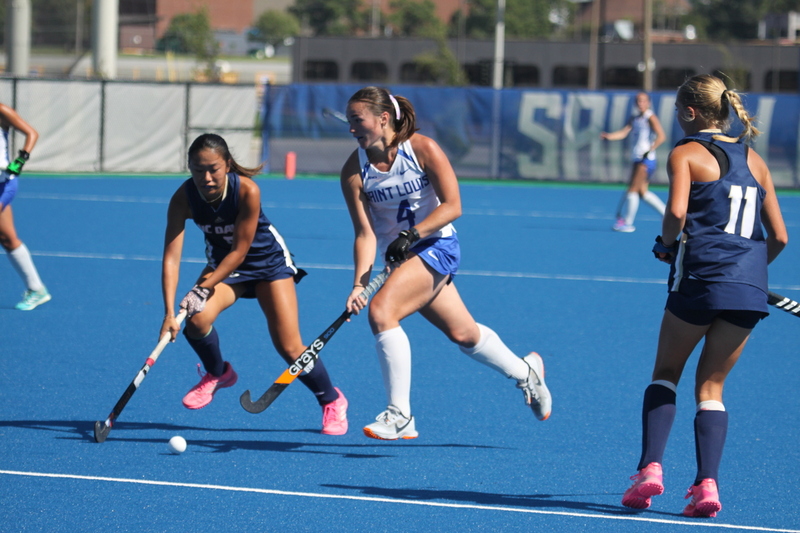 Saint Louis University (SLU) Womens Field Hockey vs UC Davis 2025 A -XXXII.jpg :: Saint Louis University (SLU) Women's Field Hockey vs University of California Davis 2025 at the SLU Field Hockey Complex. UC Davis won 2 to 1. The UC Davis players are wearing pink shoes and there are Pink Ribbons painted on the players sticks. Today is Billikens Pink Game for Breast Cancer Awareness and Alumnae Day. This is the second season at the new SLU Field Hockey Complex, and it marks, the 50th anniversary of the St. Louis University Field Hockey program which began in 1975. NCAA Division I 