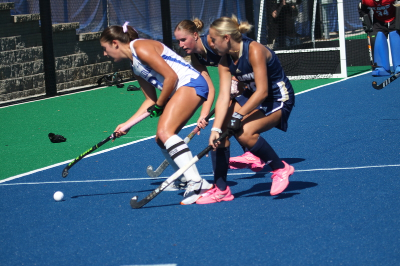 Saint Louis University (SLU) Womens Field Hockey vs UC Davis 2025 CIV.jpg :: Saint Louis University (SLU) Women's Field Hockey vs University of California Davis 2025 at the SLU Field Hockey Complex. UC Davis won 2 to 1. The UC Davis players are wearing pink shoes and there are Pink Ribbons painted on the players sticks. Today is Billikens Pink Game for Breast Cancer Awareness and Alumnae Day. This is the second season at the new SLU Field Hockey Complex, and it marks, the 50th anniversary of the St. Louis University Field Hockey program which began in 1975. NCAA Division I 