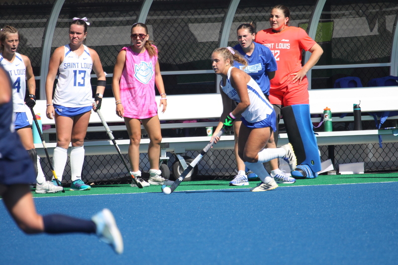 Saint Louis University (SLU) Womens Field Hockey vs UC Davis 2025 LIX.jpg :: Saint Louis University (SLU) Field Hockey vs University of California Davis at the SLU Field Hockey Complex in St. Louis, Missouri, USA. This is a Division I match. SLU is ranked 58th and UC Davis is ranked 62nd by the NCAA. This is SLU's second year on the new pitch. This game was close to the very end with UC Davis edging SLU out in OT by a score of 2 to 1. 