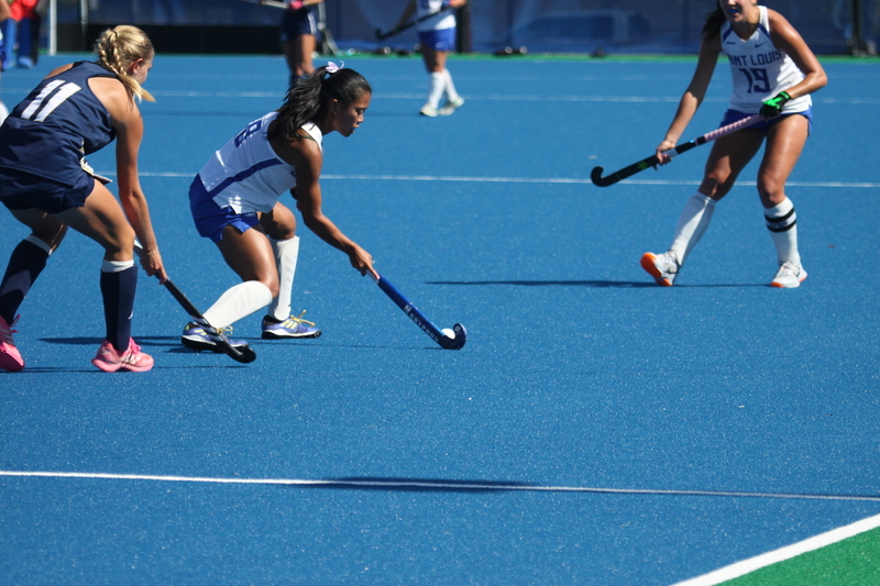 Saint Louis University (SLU) Womens Field Hockey vs UC Davis 2025 LXXXVIII.jpg :: Saint Louis University (SLU) Women's Field Hockey vs University of California Davis 2025 at the SLU Field Hockey Complex. UC Davis won 2 to 1. The UC Davis players are wearing pink shoes and there are Pink Ribbons painted on the players sticks. Today is Billikens Pink Game for Breast Cancer Awareness and Alumnae Day. This is the second season at the new SLU Field Hockey Complex, and it marks, the 50th anniversary of the St. Louis University Field Hockey program which began in 1975. NCAA Division I 