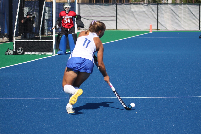 Saint Louis University (SLU) Womens Field Hockey vs UC Davis 2025 LXXXXIV.jpg :: Saint Louis University (SLU) Women's Field Hockey vs University of California Davis 2025 at the SLU Field Hockey Complex. UC Davis won 2 to 1. The UC Davis players are wearing pink shoes and there are Pink Ribbons painted on the players sticks. Today is Billikens Pink Game for Breast Cancer Awareness and Alumnae Day. This is the second season at the new SLU Field Hockey Complex, and it marks, the 50th anniversary of the St. Louis University Field Hockey program which began in 1975. NCAA Division I 