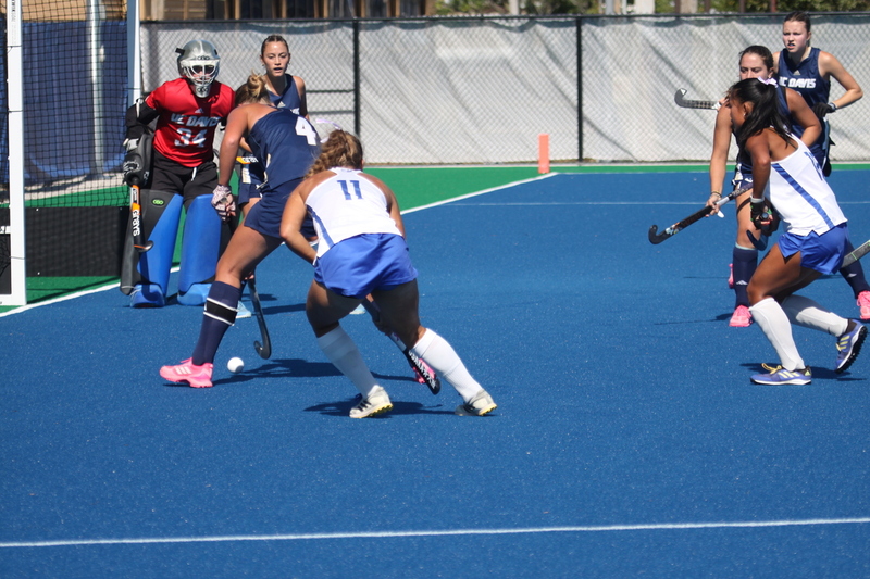 Saint Louis University (SLU) Womens Field Hockey vs UC Davis 2025 LXXXXIX.jpg :: Saint Louis University (SLU) Women's Field Hockey vs University of California Davis 2025 at the SLU Field Hockey Complex. UC Davis won 2 to 1. The UC Davis players are wearing pink shoes and there are Pink Ribbons painted on the players sticks. Today is Billikens Pink Game for Breast Cancer Awareness and Alumnae Day. This is the second season at the new SLU Field Hockey Complex, and it marks, the 50th anniversary of the St. Louis University Field Hockey program which began in 1975. NCAA Division I 