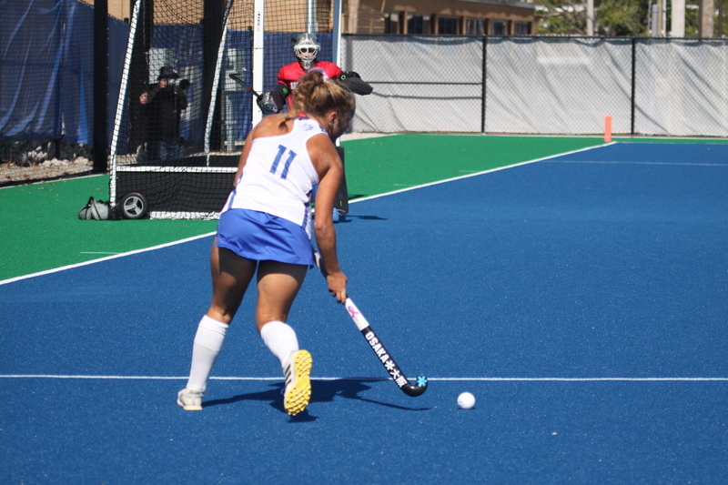 Saint Louis University (SLU) Womens Field Hockey vs UC Davis 2025 LXXXXV.jpg :: Saint Louis University (SLU) Women's Field Hockey vs University of California Davis 2025 at the SLU Field Hockey Complex. UC Davis won 2 to 1. The UC Davis players are wearing pink shoes and there are Pink Ribbons painted on the players sticks. Today is Billikens Pink Game for Breast Cancer Awareness and Alumnae Day. This is the second season at the new SLU Field Hockey Complex, and it marks, the 50th anniversary of the St. Louis University Field Hockey program which began in 1975. NCAA Division I 