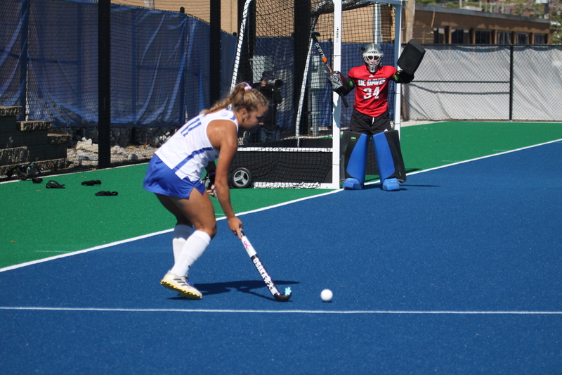 Saint Louis University (SLU) Womens Field Hockey vs UC Davis 2025 LXXXXVII.jpg :: Saint Louis University (SLU) Women's Field Hockey vs University of California Davis 2025 at the SLU Field Hockey Complex. UC Davis won 2 to 1. The UC Davis players are wearing pink shoes and there are Pink Ribbons painted on the players sticks. Today is Billikens Pink Game for Breast Cancer Awareness and Alumnae Day. This is the second season at the new SLU Field Hockey Complex, and it marks, the 50th anniversary of the St. Louis University Field Hockey program which began in 1975. NCAA Division I 