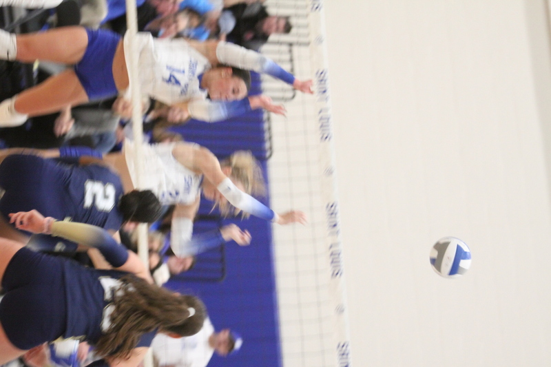 Saint Louis University (SLU) Womens Indoor Volleyball vs George Washington 2025 VI.jpg :: Saint Louis University Womens Indoor Volleyball 11/07/2025 at the Chaifetz Arena in St. Louis, Missouri, USA. The Billikens faced George Washington University in a three-game loss the Revolutionaries sweep the match up. The two teams battled on Military Appreciation Night. NCAA Division I Women's Indoor Volleyball. Both teams are in the Atlantic 10 Conference.
