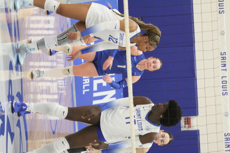 Saint Louis University (SLU) Womens Indoor Volleyball vs George Washington 2025 XI.jpg :: Saint Louis University Womens Indoor Volleyball 11/07/2025 at the Chaifetz Arena in St. Louis, Missouri, USA. The Billikens faced George Washington University in a three-game loss the Revolutionaries sweep the match up. The two teams battled on Military Appreciation Night. NCAA Division I Women's Indoor Volleyball. Both teams are in the Atlantic 10 Conference.