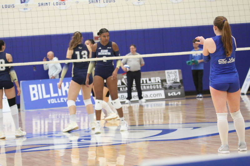 Saint Louis University (SLU) Womens Indoor Volleyball vs George Washington 2025 XVII.jpg :: Saint Louis University Womens Indoor Volleyball 11/07/2025 at the Chaifetz Arena in St. Louis, Missouri, USA. The Billikens faced George Washington University in a three-game loss the Revolutionaries sweep the match up. The two teams battled on Military Appreciation Night. NCAA Division I Women's Indoor Volleyball. Both teams are in the Atlantic 10 Conference.
