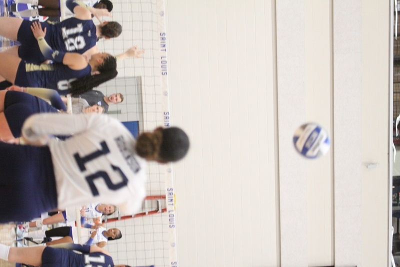 Saint Louis University (SLU) Womens Indoor Volleyball vs George Washington 2025 XX.jpg :: Saint Louis University Womens Indoor Volleyball 11/07/2025 at the Chaifetz Arena in St. Louis, Missouri, USA. The Billikens faced George Washington University in a three-game loss the Revolutionaries sweep the match up. The two teams battled on Military Appreciation Night. NCAA Division I Women's Indoor Volleyball. Both teams are in the Atlantic 10 Conference.