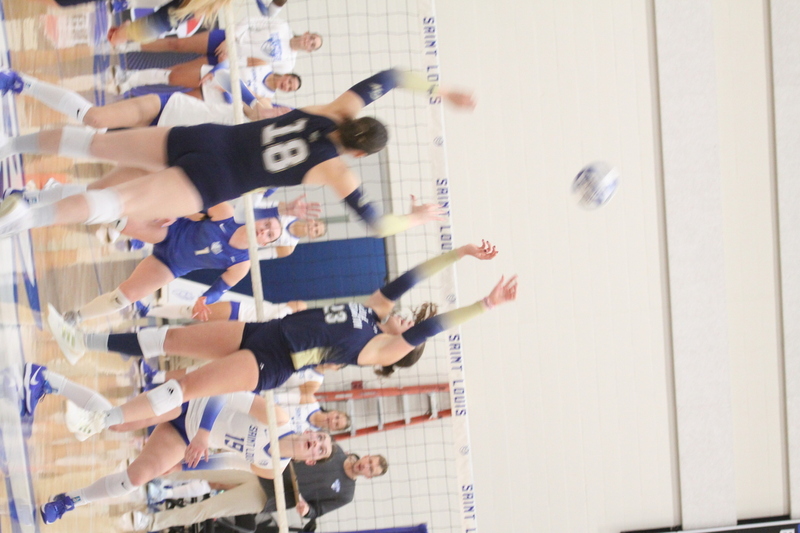 Saint Louis University (SLU) Womens Indoor Volleyball vs George Washington 2025 XXIII.jpg :: Saint Louis University Womens Indoor Volleyball 11/07/2025 at the Chaifetz Arena in St. Louis, Missouri, USA. The Billikens faced George Washington University in a three-game loss the Revolutionaries sweep the match up. The two teams battled on Military Appreciation Night. NCAA Division I Women's Indoor Volleyball. Both teams are in the Atlantic 10 Conference.