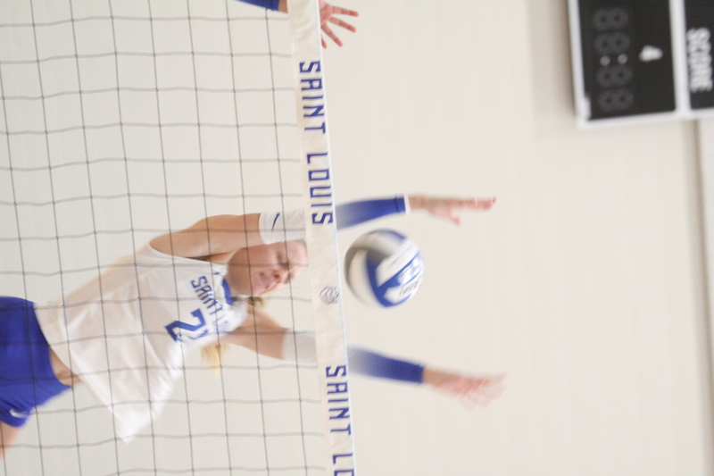 Saint Louis University (SLU) Womens Indoor Volleyball vs George Washington 2025 XXIX.jpg :: Saint Louis University Womens Indoor Volleyball 11/07/2025 at the Chaifetz Arena in St. Louis, Missouri, USA. The Billikens faced George Washington University in a three-game loss the Revolutionaries sweep the match up. The two teams battled on Military Appreciation Night. NCAA Division I Women's Indoor Volleyball. Both teams are in the Atlantic 10 Conference.