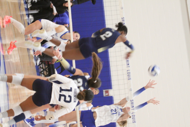 Saint Louis University (SLU) Womens Indoor Volleyball vs George Washington 2025 XXXIV.jpg :: Saint Louis University Womens Indoor Volleyball 11/07/2025 at the Chaifetz Arena in St. Louis, Missouri, USA. The Billikens faced George Washington University in a three-game loss the Revolutionaries sweep the match up. The two teams battled on Military Appreciation Night. NCAA Division I Women's Indoor Volleyball. Both teams are in the Atlantic 10 Conference.