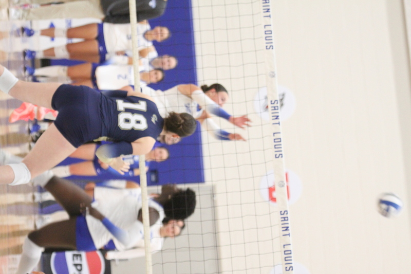 Saint Louis University (SLU) Womens Indoor Volleyball vs George Washington 2025 XXXXIII.jpg :: Saint Louis University Womens Indoor Volleyball 11/07/2025 at the Chaifetz Arena in St. Louis, Missouri, USA. The Billikens faced George Washington University in a three-game loss the Revolutionaries sweep the match up. The two teams battled on Military Appreciation Night. NCAA Division I Women's Indoor Volleyball. Both teams are in the Atlantic 10 Conference.