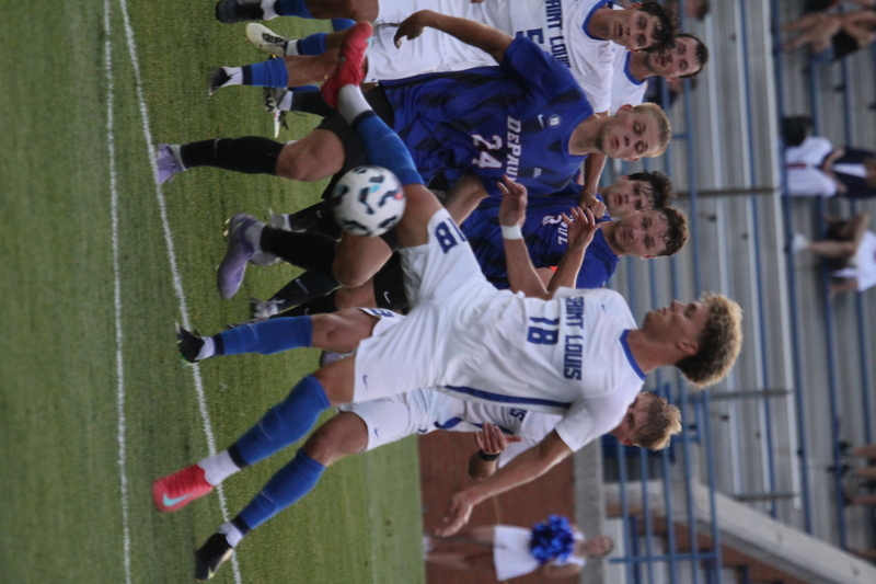 Saint Louis University (SLU) vs DePaul University Soccer 2025 XXIX.jpg :: Saint Louis University (SLU) vs DePaul University Men's Soccer Blue Demons. SLU won 3-0. Both Teams are Division I teams SLU is in the A10 Conference and DePaul is in the Big East Conference. The Blue Demons visit the Billikens at Robert R. Hermann Stadium in St. Louis, Missouri, USA. football.com, fotball