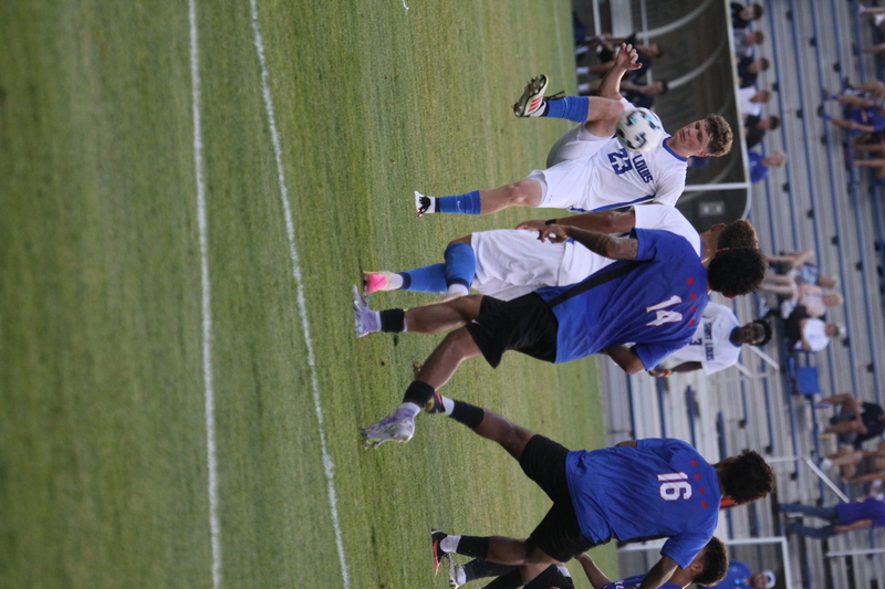 Saint Louis University (SLU) vs DePaul University Soccer 2025 XXXII.jpg :: Saint Louis University (SLU) vs DePaul University Men's Soccer Blue Demons. SLU won 3-0. Both Teams are Division I teams SLU is in the A10 Conference and DePaul is in the Big East Conference. The Blue Demons visit the Billikens at Robert R. Hermann Stadium in St. Louis, Missouri, USA. football.com, fotball