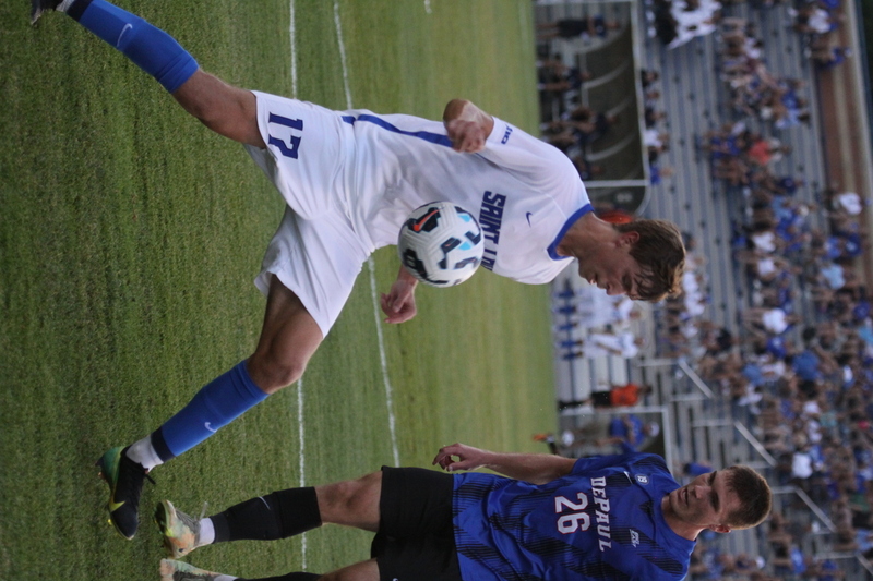 Saint Louis University (SLU) vs DePaul University Soccer 2025 XXXIX.jpg :: Saint Louis University (SLU) vs DePaul University Men's Soccer 2025 at Robert R. Herrmann Stadium in St. Louis, Missouri, USA. SLU won 3-0. Both teams are Division I teams. This was an exhibition match up. 