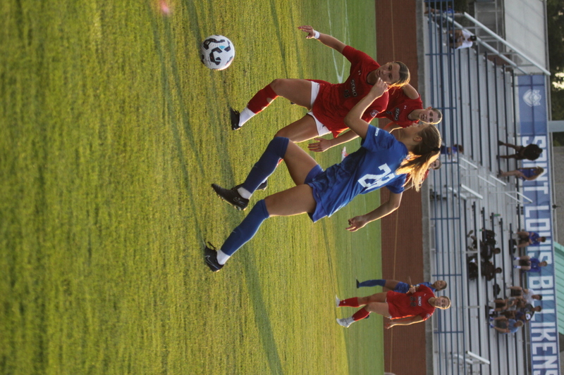 Saint Louis University (SLU) vs SEMO Womens Soccer 2025 LXXXXVI.jpg :: Saint Louis University (SLU) vs SEMO Women's Soccer 2025 at Robert R. Hermann Stadium on the St. Louis, Missouri, USA. The Billiken's won 5-0. The Redhawks of Southeast Missouri State University are 9th ranked in the Ohio Valley Conference a Division II University and the Billiken's are a Division I University in the Atlantic 10 Conference (A10). SLU has won the A10 Conference the last two years. SLU also made to the NCAA Championships on The Pitch. A Soccer Pitch is the official term for the playing field in soccer, primarily used in the UK and other countries with a strong soccer culture.  