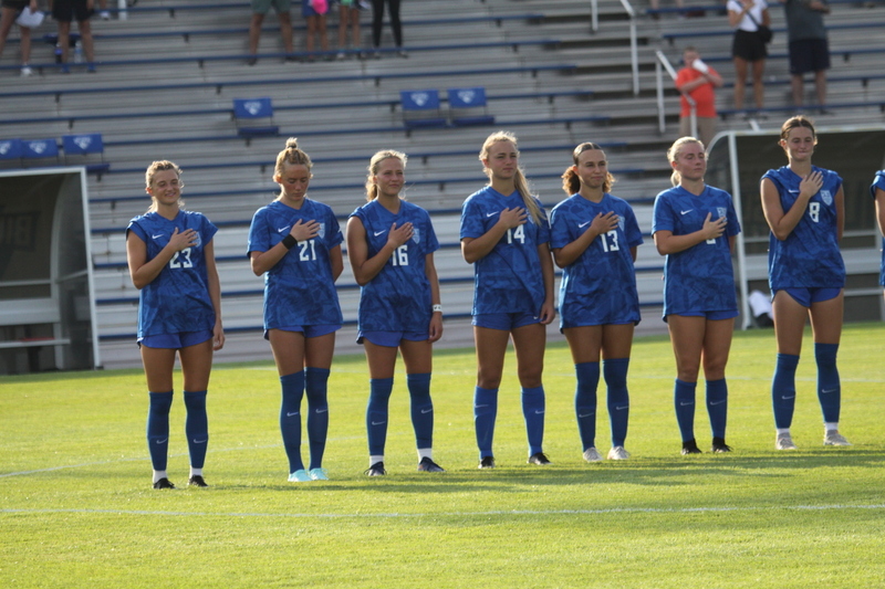 Saint Louis University (SLU) vs SEMO Womens Soccer 2025 VII.jpg :: Saint Louis University (SLU) Billiken's Women's Soccer vs Southeast Missouri State University (SEMO) Redhawks at Robert R. Hermann Stadium on the St. Louis, Missouri, USA Campus. SLU won 5-0 in the exhibition match up. SEMO is 9th ranked in Ohio Valley Conference Division II and SLU is in the A10 Conference and is a Division I Team.  