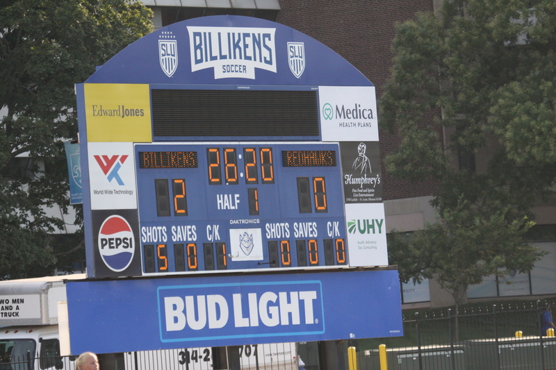 Saint Louis University (SLU) vs SEMO womens Soccer 2025 XXXXV.jpg :: Saint Louis University (SLU) Billikens Women's Soccer vs Southeast Missouri State University (SEMO) at Robert R. Hermann Stadium on the St. Louis, Missouri, USA. SEMO is an Ohio Valley Conference 9th ranked team. Bill McDermott Press Box, SLU won 5-0. Game played on Wednesday, 6th, 2025. A football or Soccer field is the playing surface for the game of association football. It's dimensions and markings are defined by Lawe 1 of the Laws of the Game, The Field of Play. (Terms) A Soccer fitch is the official term for the playing field in Soccer, primarily used in the UK and other countries with a strong soccer culture. 