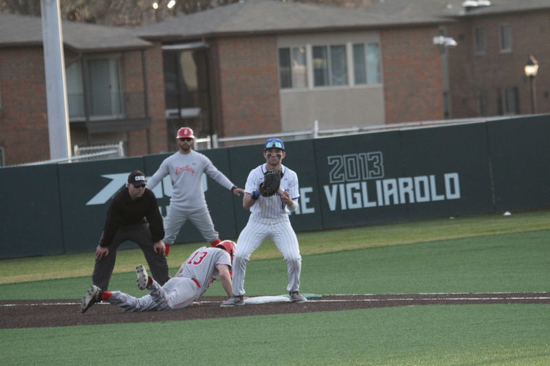 Saint Louis University Baseball vs Bradley University 2026 LXXXVII.jpg :: Saint Louis University Baseball vs Bradley University 2026 at Billikens Sports Center in St. Louis, Missouri, USA.  A SLU win 2-1 in 9 innings of play. NCAA Baseball, College Baseball, A10 Conference, Missouri Valley Conference, 03/07/2026 4pm