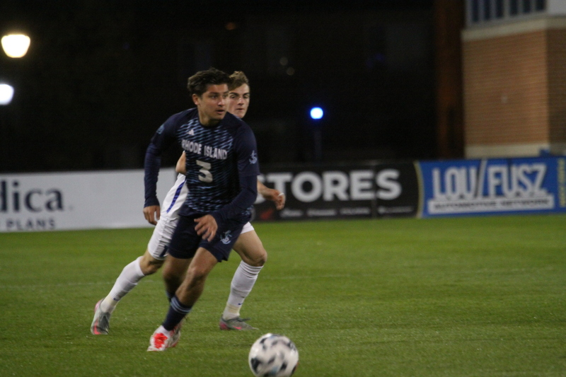 Saint Louis University Mens Soccer vs University of Rhode Island 2025 V.jpg :: Saint Louis University (SLU) Men's Soccer vs University of Rhode Island (URI) at Robert R. Hermann Stadium in St. Louis, Missouri, USA on a wet and cold night. The rain began in early afternoon and continued off and on all night. This was a Division I match up of NCAA Men's Soccer November 1st 2025. 