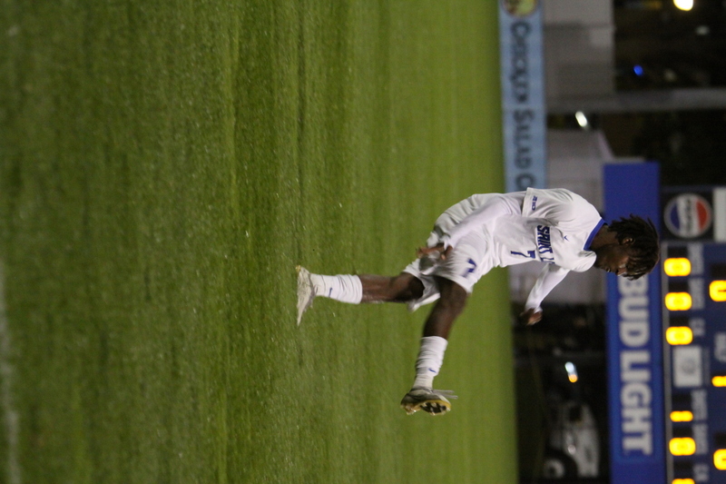 Saint Louis University Mens Soccer vs University of Rhode Island 2025 X.jpg :: Saint Louis University (SLU) Men's Soccer vs University of Rhode Island (URI) at Robert R. Hermann Stadium in St. Louis, Missouri, USA on a wet and cold night. The rain began in early afternoon and continued off and on all night. This was a Division I match up of NCAA Men's Soccer November 1st 2025. 