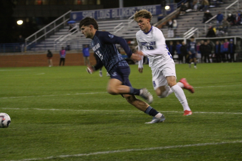 Saint Louis University Mens Soccer vs University of Rhode Island 2025 XVII.jpg :: Saint Louis University (SLU) Men's Soccer vs University of Rhode Island (URI) at Robert R. Hermann Stadium in St. Louis, Missouri, USA on a wet and cold night. The rain began in early afternoon and continued off and on all night. This was a Division I match up of NCAA Men's Soccer November 1st 2025. 