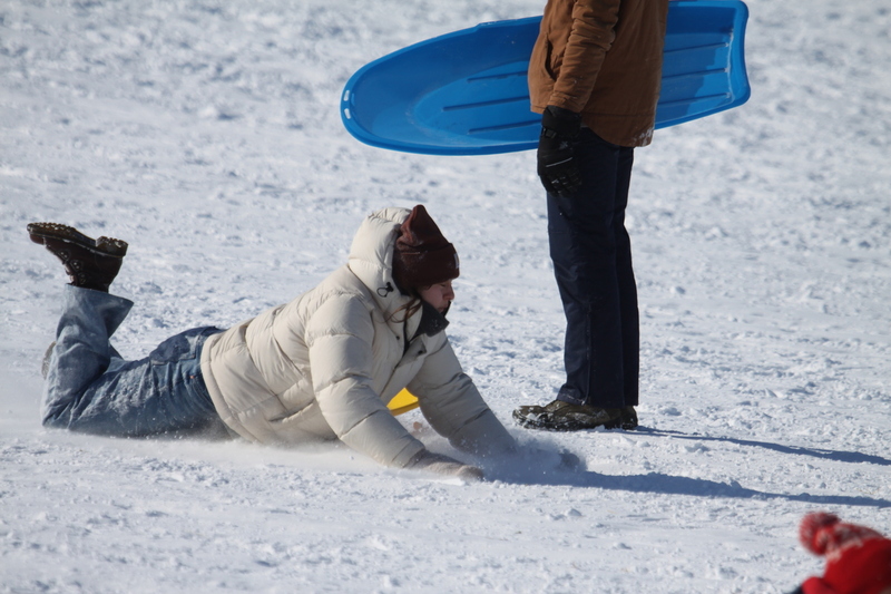 Sledding Art Hill 2026 XXXII.jpg :: Sledding Forest Park-St. Louis, Missouri, USA at Norman K. Probstein Golf Course and Art Hill is a seasonal activity enjoyed for over a century. The first sledders used folding chairs after the 1904 World's Fair. Art Hill leads to the Grand Basin from the Art Museum in Forest Park the hillside had cascading falls and fountains that spilled into the Grand Basin which was used for gondolas. 01/26/2026 