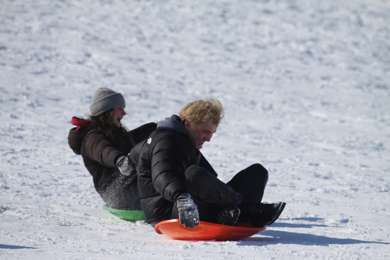 Sledding in Forest Park 2026 XXII.jpg :: Sledding Forest Park-St. Louis, Missouri, USA at Norman K. Probstein Golf Course and Art Hill is a seasonal activity enjoyed for over a century. The first sledders used folding chairs after the 1904 World's Fair. Art Hill leads to the Grand Basin from the Art Museum in Forest Park the hillside had cascading falls and fountains that spilled into the Grand Basin which was used for gondolas. 01/26/2026 