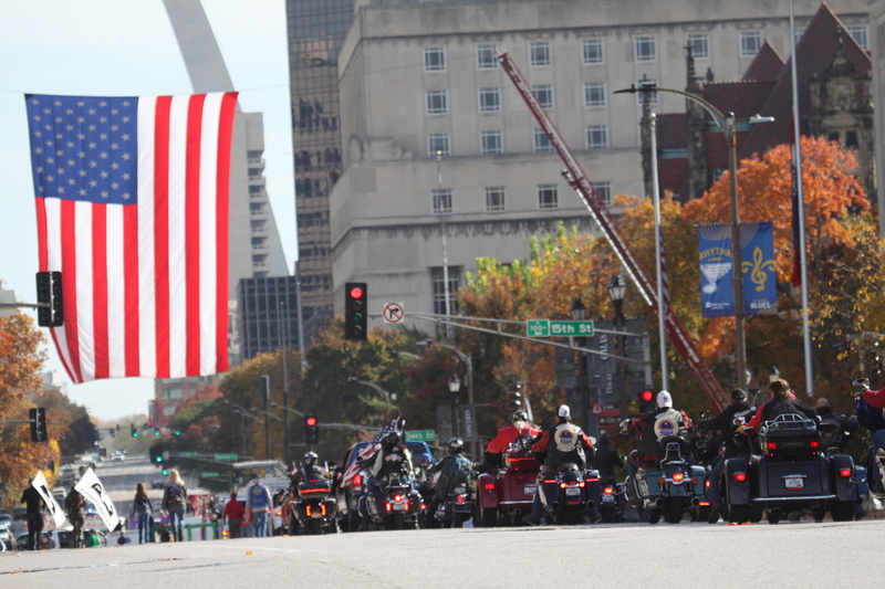 St Louis Veterans Day Parade 2025 CII.jpg :: St Louis Veterans Day Parade on Market Street in Downtown St. Louis, Missouri, USA. The parade was proceeded by a race and walk 10th Annual Veterans Day 5K ended at the Old City Hall and Soldiers Memorial Military Museum on 1315 Chestnut, St. Louis, Missouri, USA. The Parade consists of JROTC, Cars, Motorcycles, VA Organizations, Moolah Shriners (YOMO), DAV, and Marching supporters.    