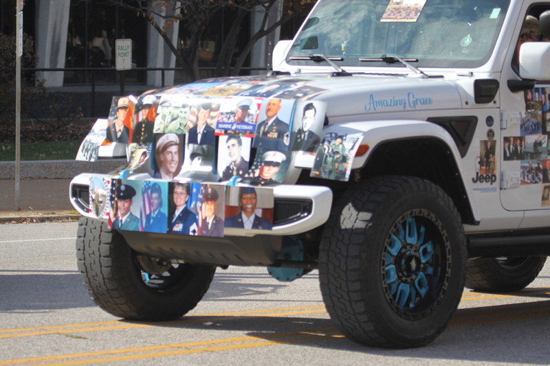 St Louis Veterans Day Parade 2025 CV.jpg :: St Louis Veterans Day Parade on Market Street in Downtown St. Louis, Missouri, USA. The parade was proceeded by a race and walk 10th Annual Veterans Day 5K ended at the Old City Hall and Soldiers Memorial Military Museum on 1315 Chestnut, St. Louis, Missouri, USA. The Parade consists of JROTC, Cars, Motorcycles, VA Organizations, Moolah Shriners (YOMO), DAV, and Marching supporters.    