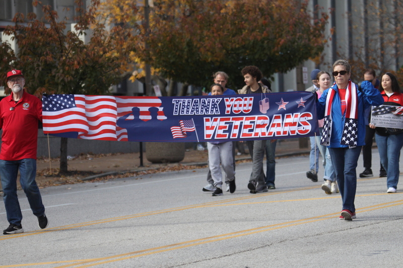 St Louis Veterans Day Parade 2025 LII.jpg :: St Louis Veterans Day Parade on Market Street in Downtown St. Louis, Missouri, USA. The parade was proceeded by a race and walk 10th Annual Veterans Day 5K ended at the Old City Hall and Soldiers Memorial Military Museum on 1315 Chestnut, St. Louis, Missouri, USA. The Parade consists of JROTC, Cars, Motorcycles, VA Organizations, Moolah Shriners (YOMO), DAV, and Marching supporters.    