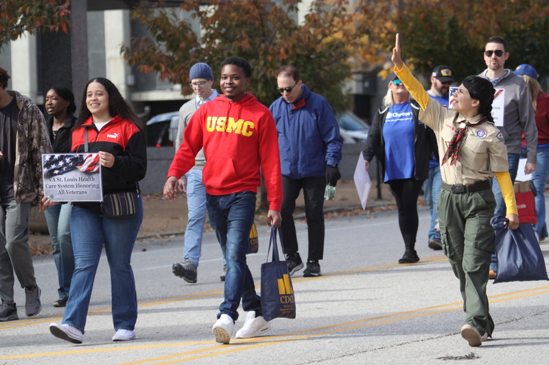 St Louis Veterans Day Parade 2025 LIII.jpg :: St Louis Veterans Day Parade on Market Street in Downtown St. Louis, Missouri, USA. The parade was proceeded by a race and walk 10th Annual Veterans Day 5K ended at the Old City Hall and Soldiers Memorial Military Museum on 1315 Chestnut, St. Louis, Missouri, USA. The Parade consists of JROTC, Cars, Motorcycles, VA Organizations, Moolah Shriners (YOMO), DAV, and Marching supporters.    