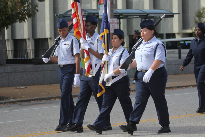 St Louis Veterans Day Parade 2025 LIX.jpg :: St Louis Veterans Day Parade on Market Street in Downtown St. Louis, Missouri, USA. The parade was proceeded by a race and walk 10th Annual Veterans Day 5K ended at the Old City Hall and Soldiers Memorial Military Museum on 1315 Chestnut, St. Louis, Missouri, USA. The Parade consists of JROTC, Cars, Motorcycles, VA Organizations, Moolah Shriners (YOMO), DAV, and Marching supporters.    