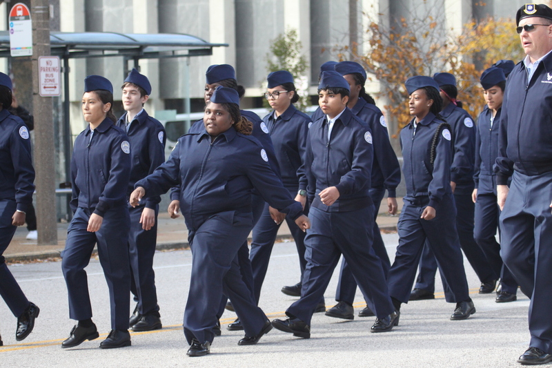 St Louis Veterans Day Parade 2025 LX.jpg :: St Louis Veterans Day Parade on Market Street in Downtown St. Louis, Missouri, USA. The parade was proceeded by a race and walk 10th Annual Veterans Day 5K ended at the Old City Hall and Soldiers Memorial Military Museum on 1315 Chestnut, St. Louis, Missouri, USA. The Parade consists of JROTC, Cars, Motorcycles, VA Organizations, Moolah Shriners (YOMO), DAV, and Marching supporters.    