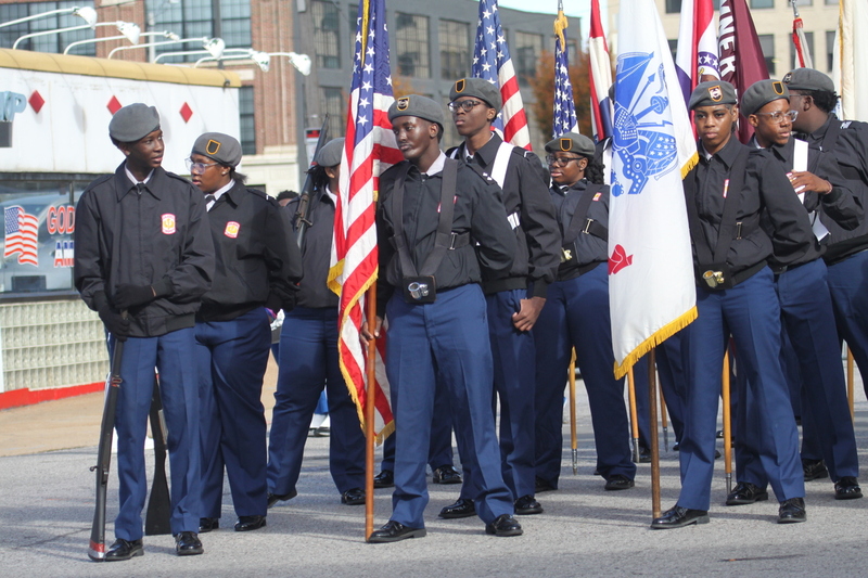 St Louis Veterans Day Parade 2025 XIX.jpg :: St. Louis Veterans Day Parade 2025 in St. Louis, Missouri, USA at the Soldiers Memorial Military Museum in Downtown St. Louis on 1315 Chestnut, St. Louis, Missouri, USA. The parade route is on Market Street. The crowd gathered for the remembrance and honoring of our nations Veterans The parade is always blessed by the St. Louis area JROTC and bands from local High Schools. 