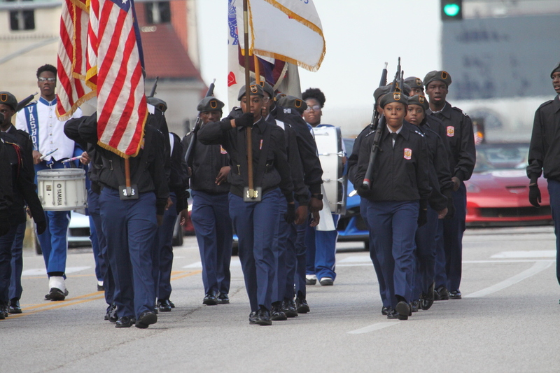 St Louis Veterans Day Parade 2025 XXXIII.jpg :: St. Louis Veterans Day Parade 2025 in St. Louis, Missouri, USA at the Soldiers Memorial Military Museum in Downtown St. Louis on 1315 Chestnut, St. Louis, Missouri, USA. The parade route is on Market Street. The crowd gathered for the remembrance and honoring of our nations Veterans The parade is always blessed by the St. Louis area JROTC and bands from local High Schools. 