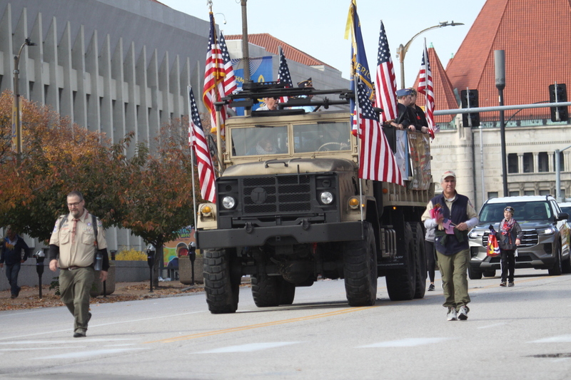 St Louis Veterans Day Parade 2025 XXXXV.jpg :: St. Louis Veterans Day Parade 2025 in St. Louis, Missouri, USA at the Soldiers Memorial Military Museum in Downtown St. Louis on 1315 Chestnut, St. Louis, Missouri, USA. The parade route is on Market Street. The crowd gathered for the remembrance and honoring of our nations Veterans The parade is always blessed by the St. Louis area JROTC and bands from local High Schools. 
