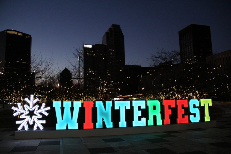 St Louis Winterfest 2025 XXXX.jpg :: St. Louis WINTERFEST 2025-2026 at Kiener Plaza in Downtown St. Louis, Missouri, USA. 10th Anniversary the festival has food and drink family fun from November 22,2025 to January 11,2026. On-site activities Ice Skating, Cozy Igloos, Marshmallow toasting, S'mores station, all under thousands of twinkling lights. Ameren Missouri Festival of Lights, The Salvation Army Tree of Lights movie night and fireworks