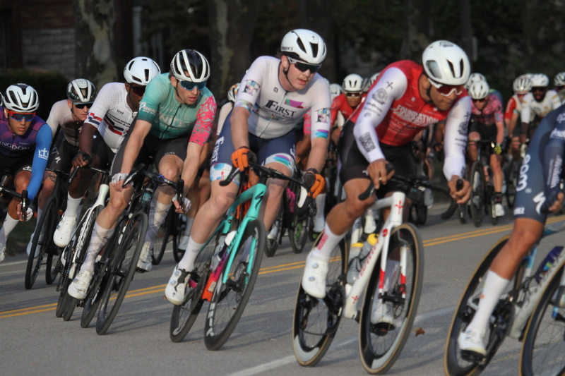 Tour De Francis Park 2025 E -XXXXIV.jpg :: Tour de Francis Park 2025/Gateway Cup 2025 - Men's Pro CAT 1, 70 minutes race, 150 rider field - Tour de Francis Park! Francis Park, named after David Rowland Francis - President of the Louisiana Purchase Exposition (the 1904 World's Fair) is known for its wide, tree lined streets and for having beautiful churches on every corner. Today the St. Louis Hills neighborhood showcases gingerbread bungalows, stately homes and some of the tidiest landscaping in St. Louis. - (Gateway Cup website) - Peloton - in a bicycle race, the term - peloton - refers to the main group of riders, also known as the -pack- or -bunch-. Riders race in a pack to draft, which means they ride closely together to save energy and improve speed. (Google) This is a USA Cycling sanctioned race event. 