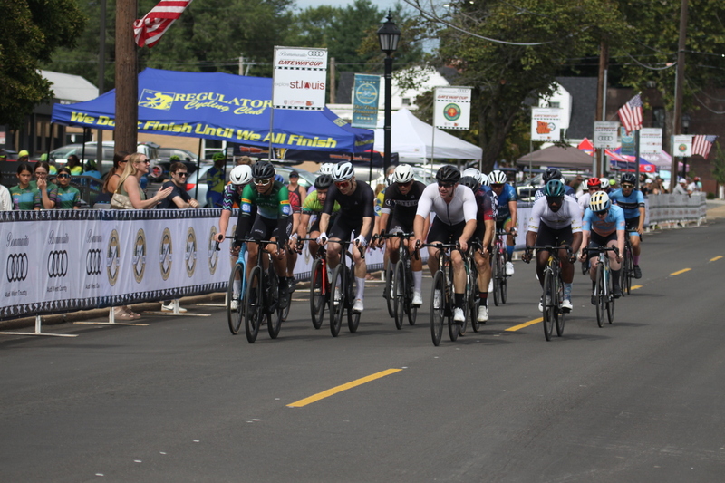 Tour de Florissant 2025 A -XXVIII.jpg :: Tour de Florissant 2025/Gateway Cup 2025, 2025 - September 1st- Men's Cat 4/5, 40 minutes of racing, a field of 75 riders - Tour de Florissant - New course for 2025! The fourth and final leg of the Gateway Cup gets underway in Historic Old Town Florissant in St. Louis County. This technical course races through one of St. Louis' most nostalgic locales. Note - the course has been shifted to a flat finish in front of Historic City Hall, one mild climb, 6 turns. Category 4 (CAT 4) After gaining some experience, riders can upgrade to CAT 4, where races are longer and more competitive. USA Cycling, Big Shark Bicycle Company, Bommarito Audi West County