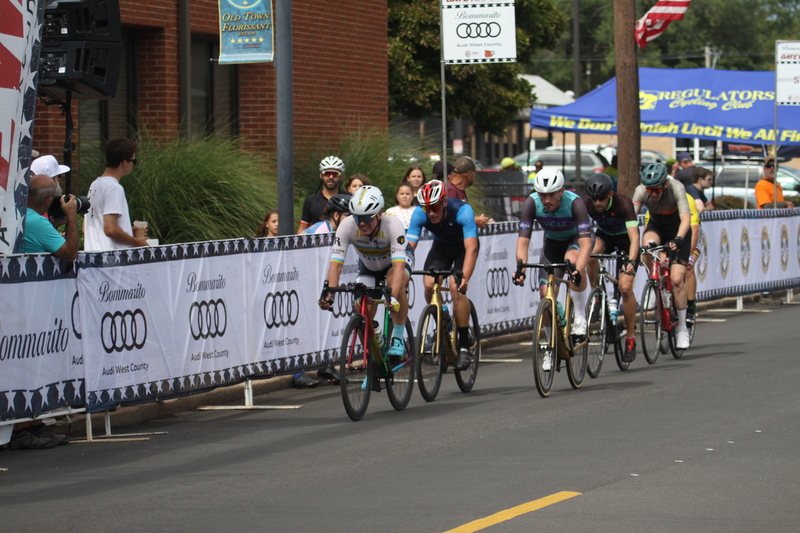 Tour de Florissant 2025 A -XXXIV.jpg :: Tour de Florissant 2025/Gateway Cup 2025, 2025 - September 1st- Men's Cat 4/5, 40 minutes of racing, a field of 75 riders - Tour de Florissant - New course for 2025! The fourth and final leg of the Gateway Cup gets underway in Historic Old Town Florissant in St. Louis County. This technical course races through one of St. Louis' most nostalgic locales. Note - the course has been shifted to a flat finish in front of Historic City Hall, one mild climb, 6 turns. Category 4 (CAT 4) After gaining some experience, riders can upgrade to CAT 4, where races are longer and more competitive. USA Cycling, Big Shark Bicycle Company, Bommarito Audi West County