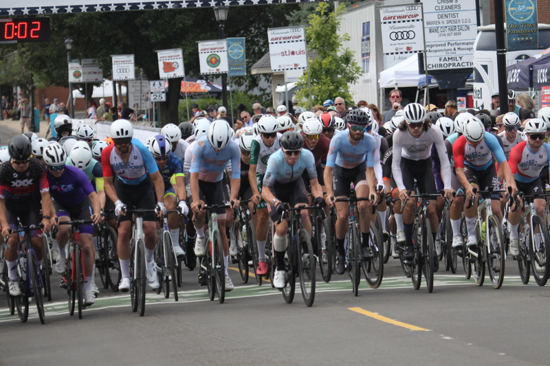 Tour de Florissant 2025 E -LXXII.jpg :: Tour de Florissant 2025 - Gateway Cup 2025 - Tour de Florissant - Men's CAT 2/3 55 minutes of racing, field of 150 racers - New course for 2025! The fourth and final leg of the Gateway Cup gets underway in Historic Old Town Florissant in St. Louis County. This technical course races through one of St. Louis' most nostalgic locales. Note - the course has been shifted to a flat finish in front of Historic City Hall, one mild climb, 6 turns. Category 3 finishes a lap or two before Category 2 -USA Cycling  
