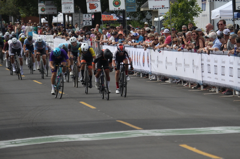 Tour de Florissant 2025 F -XXXIX.jpg :: Tour de Florissant 2025 - Gateway Cup 2025 - September 1st 2025 - Men's CAT 2-3, 55 Minutes of racing, a field of 150 racers - Tour de Florissant - New course for 2025! The fourth and final leg of the Gateway Cup gets underway in Historic Old Town Florissant in St. Louis County. This technical course races through one of St. Louis' most nostalgic locales. Note - the course has been shifted to a flat finish in front of Historic City Hall, one mild climb, 6 turns. Gateway Cup website - In mass start cycling racers, the winner is determined by the first rider to cross the finish line. However, the race format can vary, and some events may have additional criteria or rules that can influence the winner. For example, in points races, the rider with the most points at the end of the race wins, and in sprint events, the winner is determined by the third rider to cross the finish line after a series of sprints. Wikipedia - The slower riders will be asked to exit the racecourse if not on the lead lap with five laps to go. This is to not interrupt the lead lap riders that are going to have the hard fast finish. Riders in lower categories are given one lap to go with two or three laps to go. This determines the winner of the lower category race in mass start race finishes for this event. Pace motorcycles help keep track of slower riders and categories. Given a number and riders to watch. 