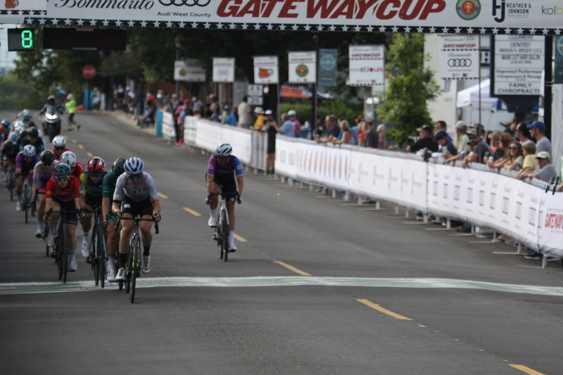 Tour de Florissant 2025 G -VI.jpg :: Tour de Florissant 2025, Gateway Cup 2025 - September 1st 2025 - Women's Pro 1-2 - 70 minutes of racing - a field of 150 racing - Tour de Florissant - New course for 2025! The fourth and final leg of the Gateway Cup gets underway in Historic Old Town Florissant in St. Louis County. This technical course races through one of St. Louis' most nostalgic locales. Note - the course has been shifted to a flat finish in front of Historic City Hall, one mild climb, 6 turns. Gateway Cup website - In mass start cycling races, the winner is determined by the first rider to cross the finish line. However, the race format can vary, and some events may have additional criteria or rules that can influence the winner. For example, in points races, the rider with the most points at the end of the wins, and in sprint events, the winner is determined by the third rider to cross the finish line after a series of sprints. Wikipedia  