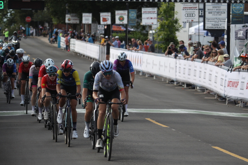 Tour de Florissant 2025 G -VII.jpg :: Tour de Florissant 2025, Gateway Cup 2025 - September 1st 2025 - Women's Pro 1-2 - 70 minutes of racing - a field of 150 racing - Tour de Florissant - New course for 2025! The fourth and final leg of the Gateway Cup gets underway in Historic Old Town Florissant in St. Louis County. This technical course races through one of St. Louis' most nostalgic locales. Note - the course has been shifted to a flat finish in front of Historic City Hall, one mild climb, 6 turns. Gateway Cup website - In mass start cycling races, the winner is determined by the first rider to cross the finish line. However, the race format can vary, and some events may have additional criteria or rules that can influence the winner. For example, in points races, the rider with the most points at the end of the wins, and in sprint events, the winner is determined by the third rider to cross the finish line after a series of sprints. Wikipedia  