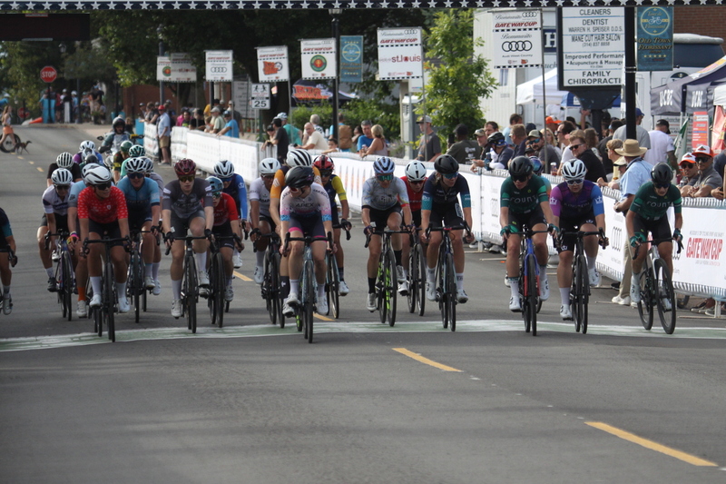Tour de Florissant 2025 G -XXIII.jpg :: Tour de Florissant 2025 - Gateway Cup 2025 - September 1st 2025 -Labor Day Weekend 2025 - Labor Day - Women's Pro CAT 1/2 - 70 minutes of racing, a field of 150 bicycle racers - Tour de Florissant - New course for 2025! The fourth and final leg of the Gateway Cup gets underway in Historic Old Town Florissant in St. Louis County. This technical course races through one of St. Louis' most nostalgic locales. Note - the course has been shifted to a flat finish in front of Historic City Hall, one mild climb, 6 turns. Gateway Cup website - Riders that have been significantly delayed (have to get off bikes, step over riders, forced detour off course to continue, etc.). May report for a free lap. Rider's reporting are subject to the decision of the officials monitoring the course to allow the free lap. - This often used in mass start race finishes with two or more categories racing.
