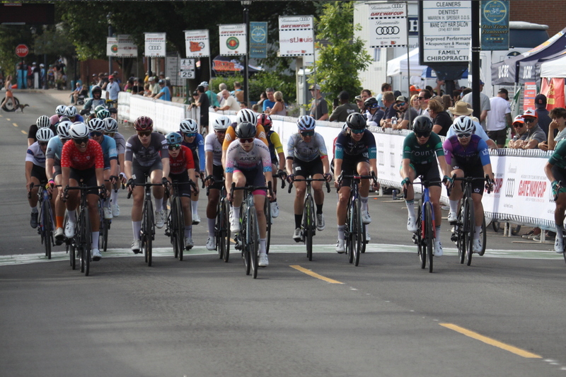 Tour de Florissant 2025 G -XXVI.jpg :: Tour de Florissant 2025 - Gateway Cup 2025 - September 1st 2025 -Labor Day Weekend 2025 - Labor Day - Women's Pro CAT 1/2 - 70 minutes of racing, a field of 150 bicycle racers - Tour de Florissant - New course for 2025! The fourth and final leg of the Gateway Cup gets underway in Historic Old Town Florissant in St. Louis County. This technical course races through one of St. Louis' most nostalgic locales. Note - the course has been shifted to a flat finish in front of Historic City Hall, one mild climb, 6 turns. Gateway Cup website - Riders that have been significantly delayed (have to get off bikes, step over riders, forced detour off course to continue, etc.). May report for a free lap. Rider's reporting are subject to the decision of the officials monitoring the course to allow the free lap. - This often used in mass start race finishes with two or more categories racing.