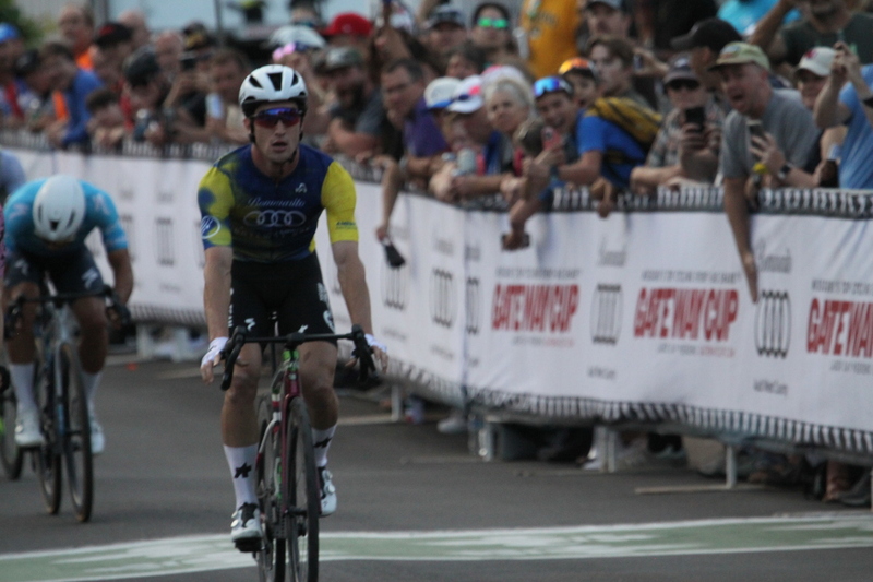 Tour de Florissant 2025 H -LXIX.jpg :: Tour de Florissant 2025 - Gateway Cup 2025 - Men's Pro CAT 1 - 70 Minutes of Racing - 150 rider field - Tour de Florissant - New course for 2025! The fourth and final leg of the Gateway Cup gets underway in Historic Old Town Florissant in St. Louis County. This course races through one of St. Louis' most nostalgic locales. Note - the course has been shifted to a flat finish in front of Historic City Hall, one mild climb, 6 turns. USA Cycling, Men's Pro Cycling, In mass start cycling races, the winner is determined by the first rider to cross the finish line. However, the race format can vary, and some events may have additional criteria or rules that can influence the winner. For example, in points races, the rider with the most points at the end of the race wins, and in sprint events, the winner is determined by the third rider to cross the finish line after a series of sprints.   