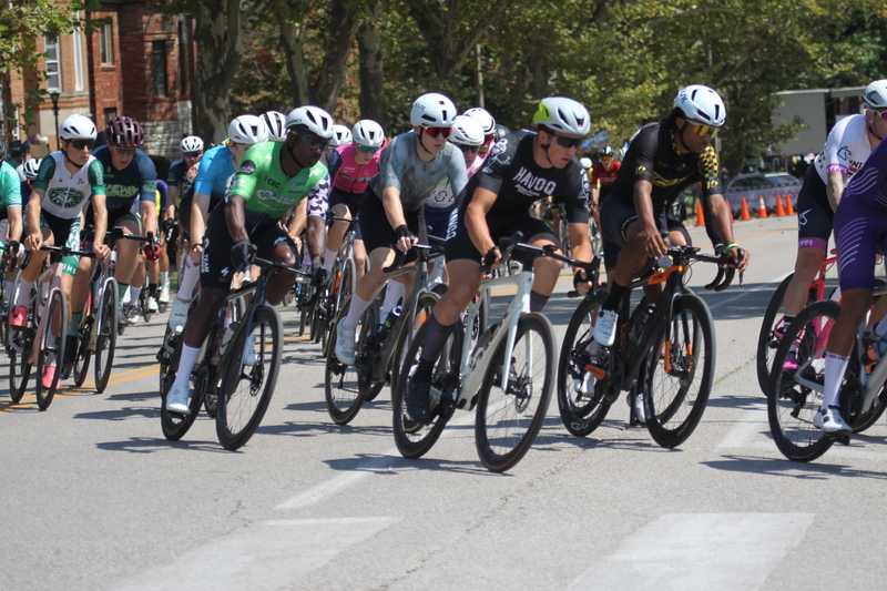 Tour de Francis Park 2025 A -CX.jpg :: Tour de Francis Park 2025, Gateway Cup 2025, Men's CAT 3/4 50 minutes, Tour de Francis Park! Francis Park, named after David Rowland Francis - President of the Louisiana Purchase Exposition (the 1904 World's Fair) is known for its wide, tree lined streets and for having beautiful churches on every corner. Today the St. Louis Hills neighborhood showcases gingerbread bungalows, stately homes and some of the tidiest landscaping in St. Louis. - Gateway Cup website - Peloton -in a bicycle race, the term -Peloton- refers to the main of riders, also known as the -pack- or -bunch.- Riders race in a pack to draft, which means they ride closely together to save energy and improve speed. USA Cycling  