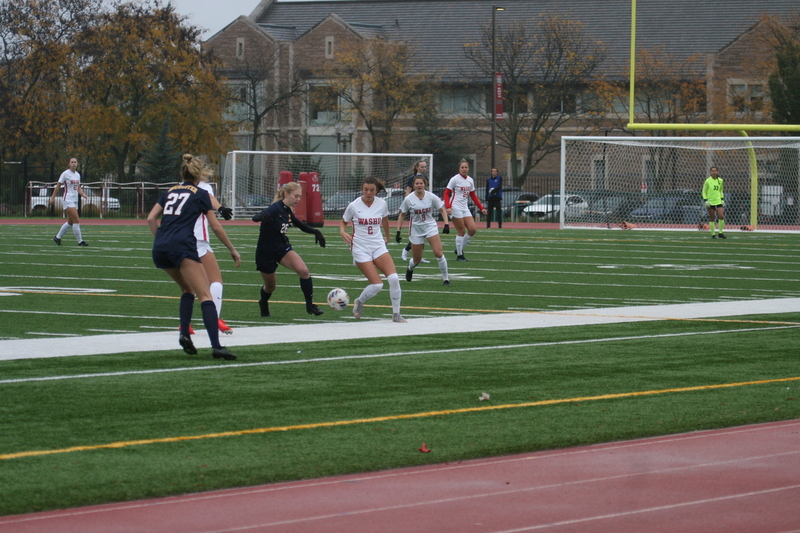 Wash U (Bears) vs University of Rochester Womens Soccer 2023 III.jpg :: Wash U (BEARS) vs University of Rochester women's soccer 2023. The match was held at Francis Olympic Field in St. Louis, Missouri, USA. Wash U lost 1-0 on a wet dreary day. This is a Division III NCAA sports event. 